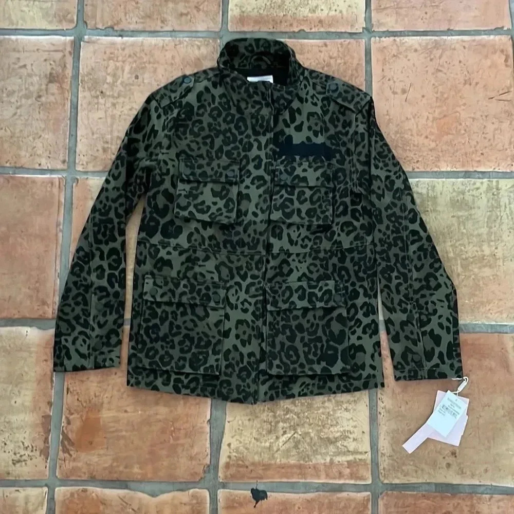 NEW ✨ AVEC LES FILLES Denim Animal Print Utility Jacket New With Tags MSRP$249